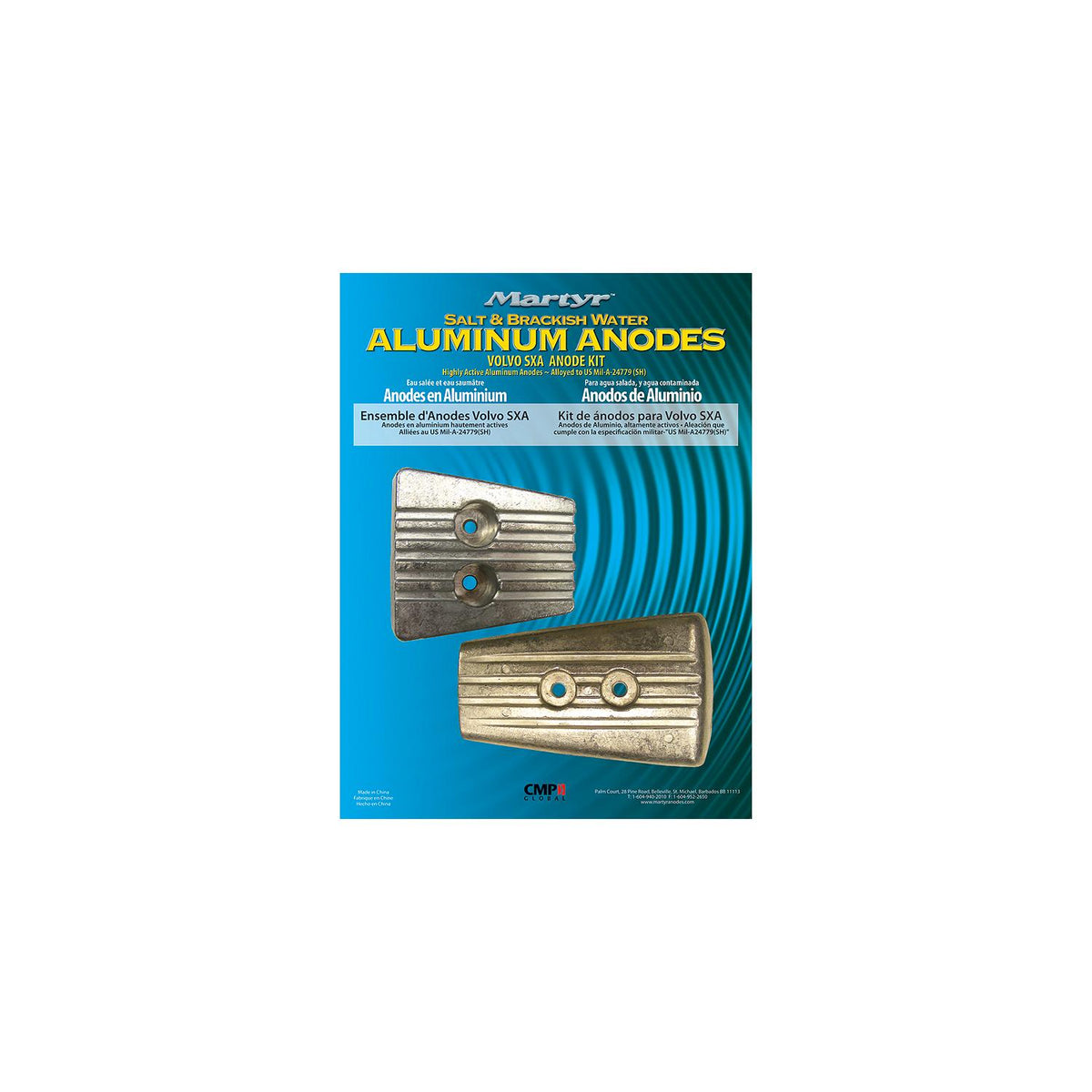 Martyr Anode Kit For Volvo Penta SX-A/DPS Engine (Contains 1-3841427, 1-3883728 and Fastening Hardware) CMSXAKITZ