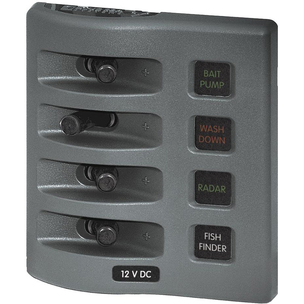 Blue Sea Systems 4304 WeatherDeck Water Resistant Fuse Panel - 4 Position - Grey