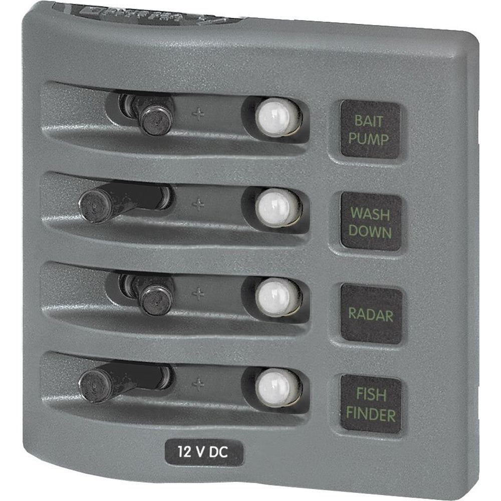 Blue Sea Systems 4374 WeatherDeck Water Resistant Circuit Breaker Panel - 4 Position - Grey
