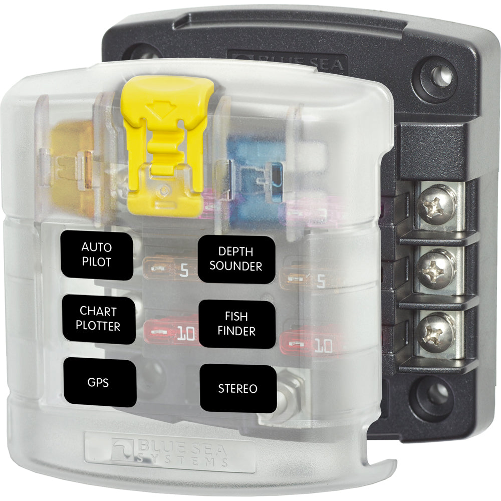 Blue Sea Systems 5028 ST Blade Fuse Block with Cover - 6 Circuit without Negative Bus
