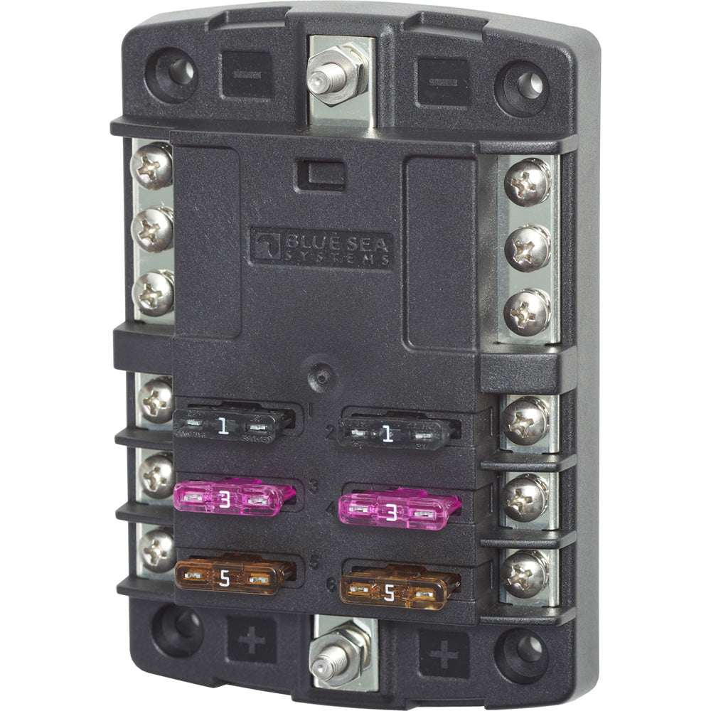 Blue Sea Systems 5030 ST Blade Fuse Block with o Cover - 6 Circuit with Negative Bus