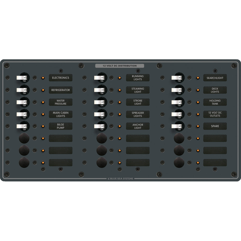 Blue Sea Systems 8264 Traditional Metal DC Panel - 24 Positions