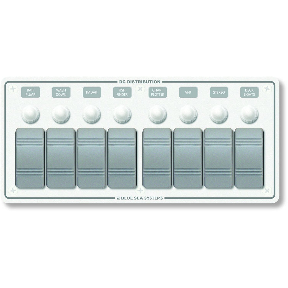 Blue Sea Systems 8271 Water Resistant Panel - 8 Position - White - Horizontal Mount