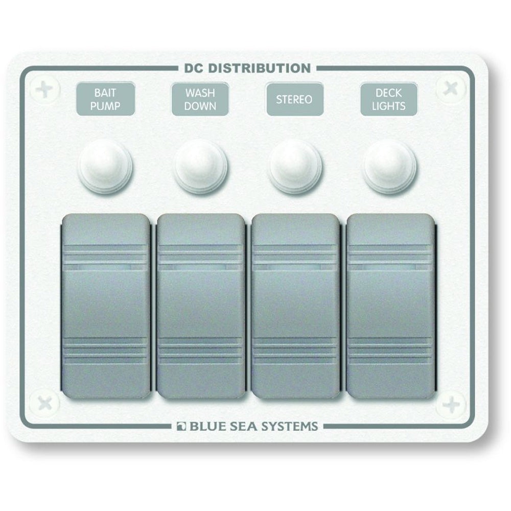 Blue Sea Systems 8272 Water Resistant Panel - 4 Position - White - Horizontal Mount