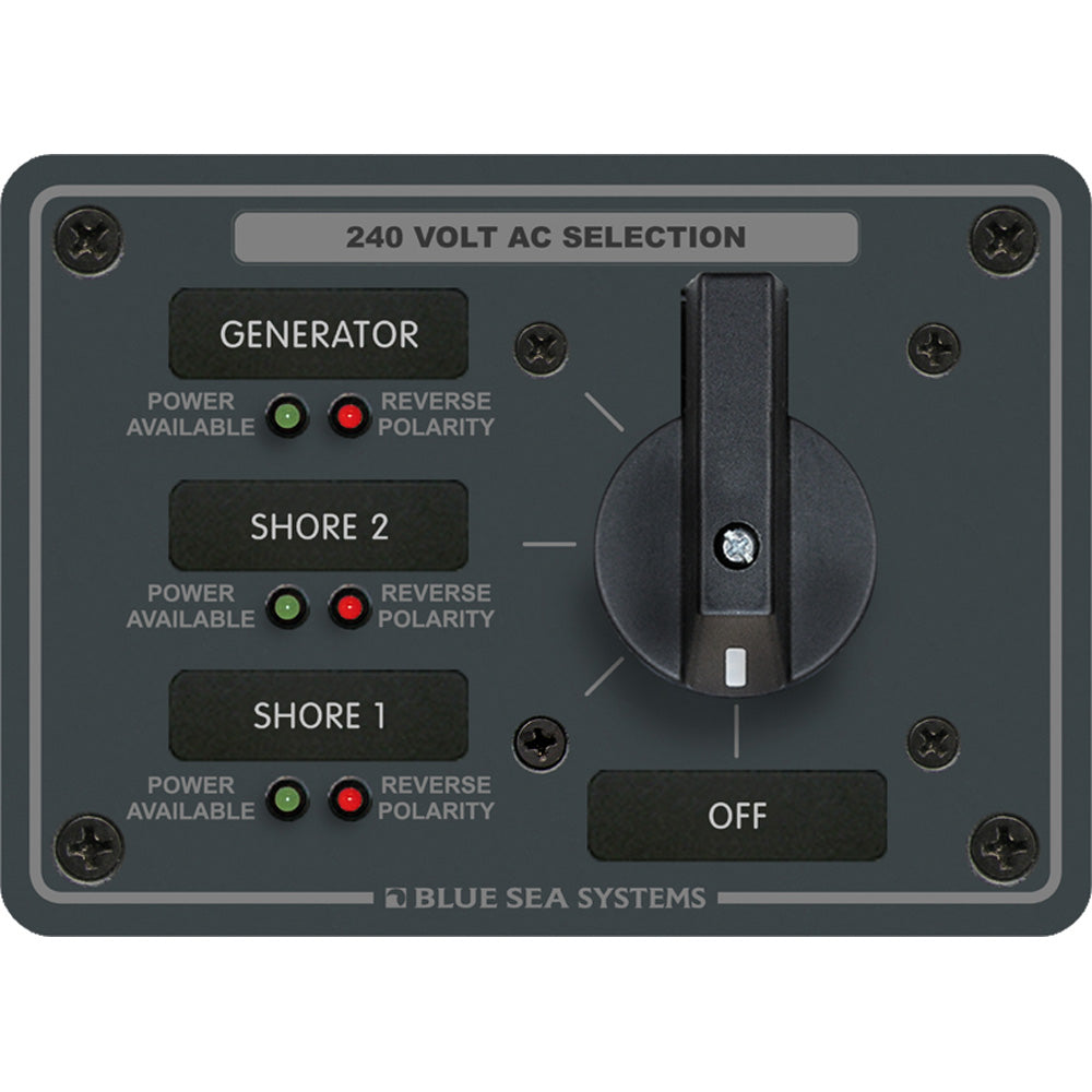 Blue Sea Systems 8361 AC Rotary Switch Panel 65 Ampere 3 Positions + OFF, 3 Pole