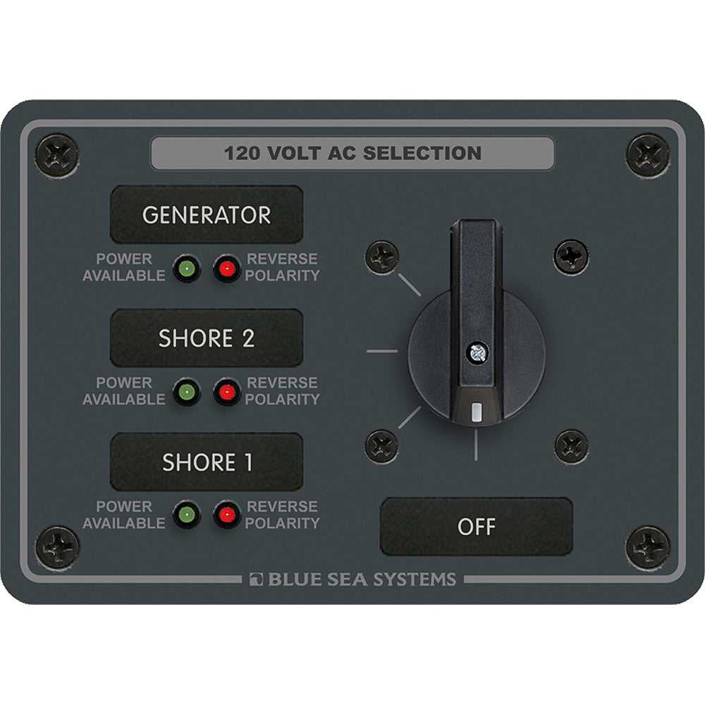 Blue Sea Systems 8366 AC Rotary Switch Panel 30 Ampere 3 Positions + OFF, 2 Pole