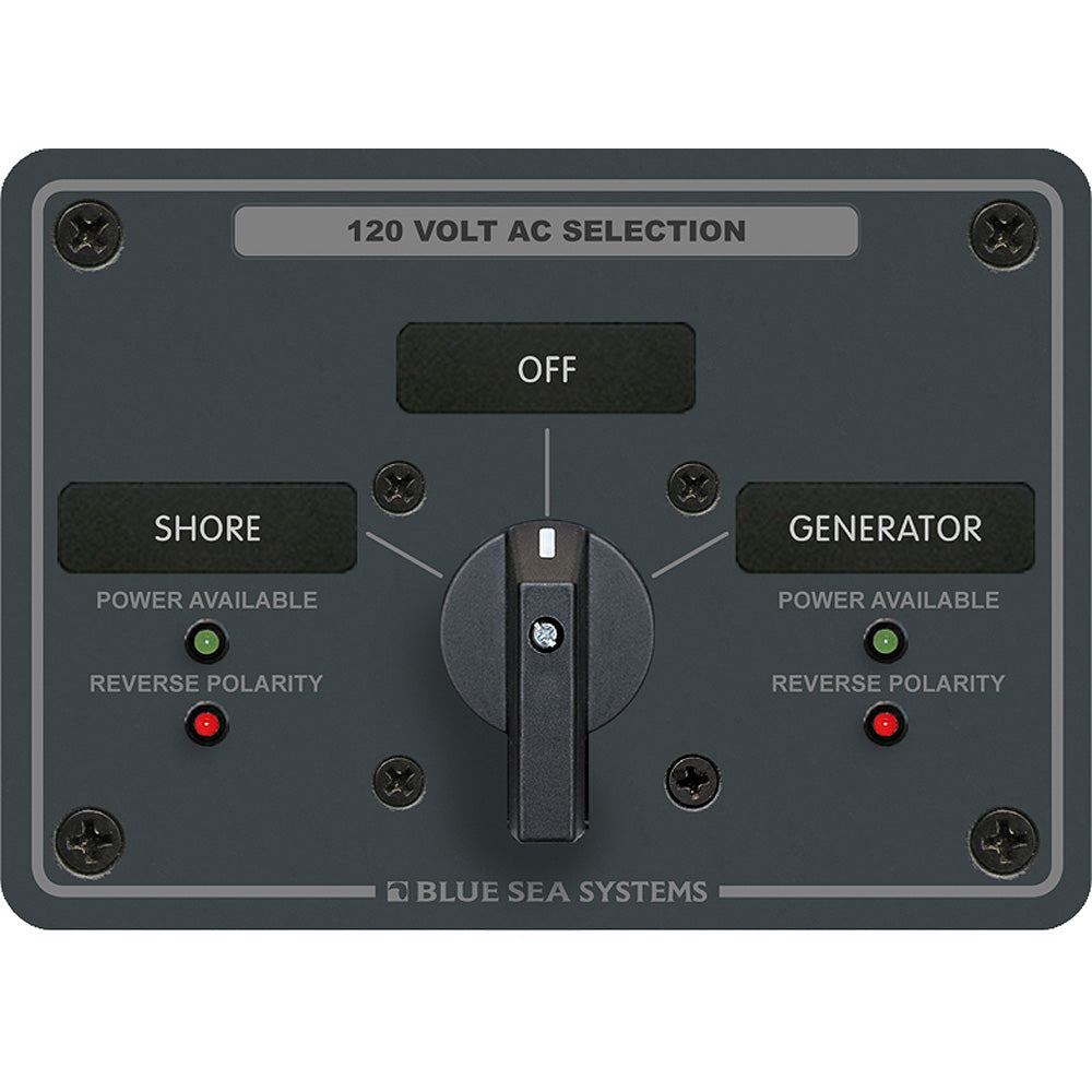 Blue Sea Systems 8367 AC Rotary Switch Panel 30 Ampere 2 Positions + OFF, 2 Pole