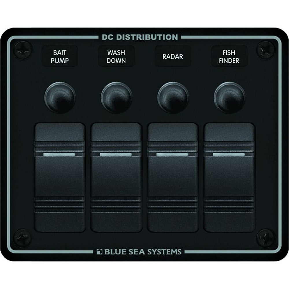 Blue Sea Systems 8372 Water Resistant 4 Position - Black - Horizontal Mount Panel