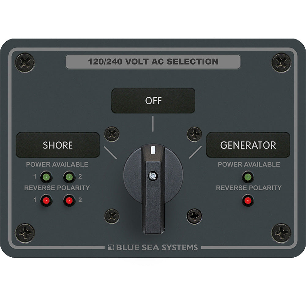 Blue Sea Systems 8386 AC Rotary Switch Panel 30 Ampere 2 Positon + OFF, 4 Pole