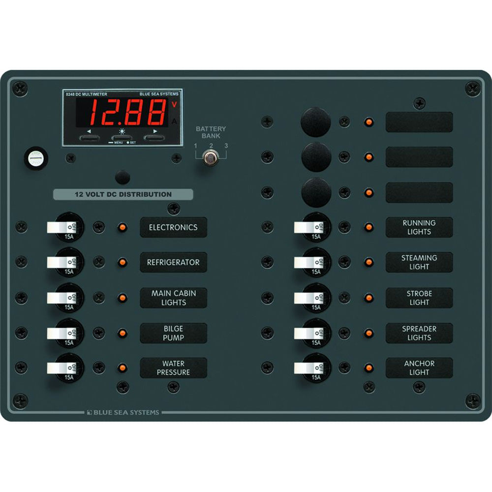 Blue Sea Systems 8403 DC Panel 13 Position with Multimeter