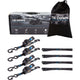 Tiedown Engineering Retractable Ratchet Strap, Black, 4-Pack, 1" X 10'
