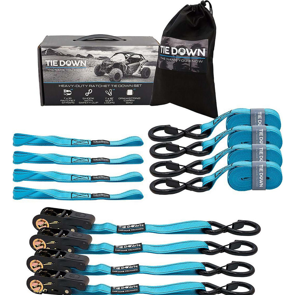 Tiedown Engineering Ratchet Strap, Blue, 1823 lbs. Max Load, 1" x 15'