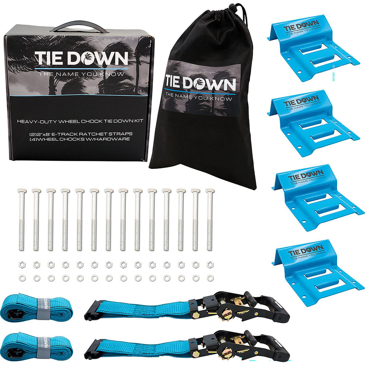 Tiedown Engineering Heavy Duty Wheel Chock Kit, Blue, 4563 lbs., 2-Pack, 2" x 8'