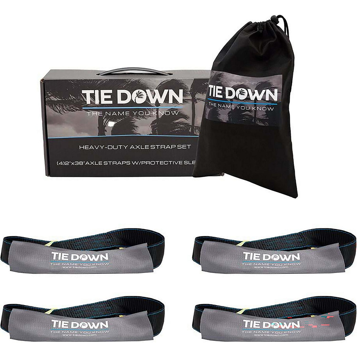 Tiedown Engineering Heavy Duty Axle Strap, Black, 3708 lbs. Max Load, 4-Pack, 2" x 38"