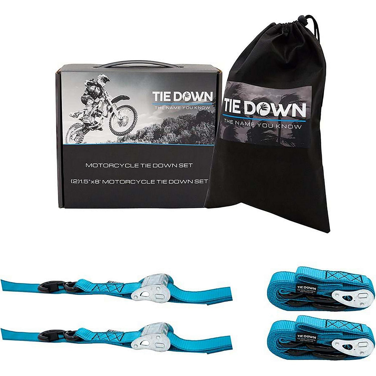 Tiedown Engineering 13988 Motorcycle Strap, Gray, 3328 lbs. Max Load, 2-Pack, 1.5" x 8'