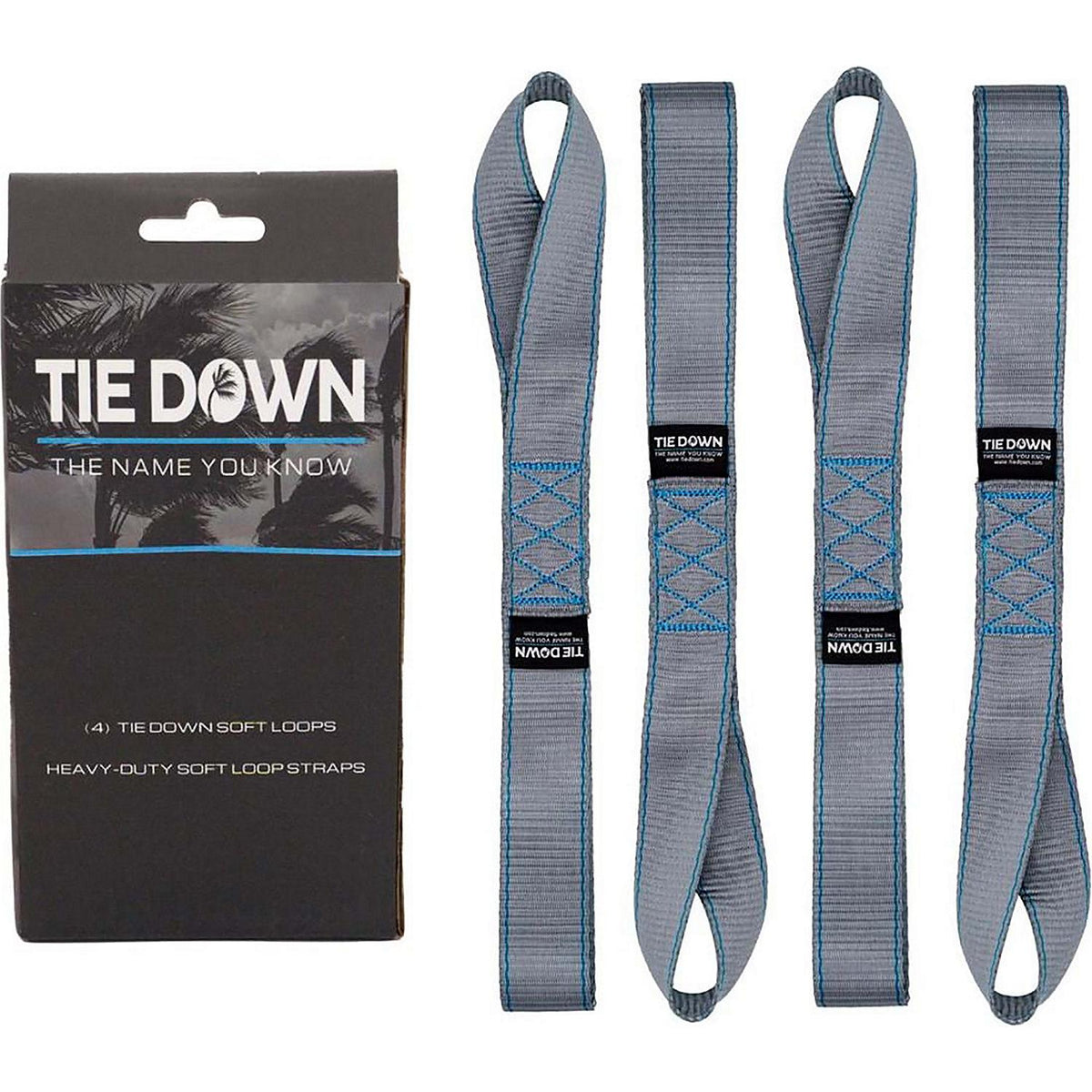 Tiedown Engineering 13989BLK Soft Loop Strap, Gray, 10,427 lbs. Max Load, 4-Pack, 1.5" x 17'