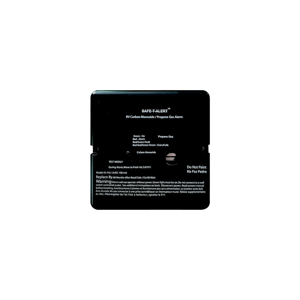 MTI Industries Safe t Alert 45 Series - Dual Carbon Monoxide / Propane Alarm, Black