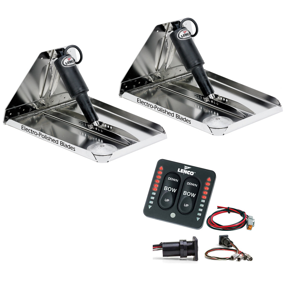 Lenco 16" x 12" Heavy Duty Performance Trim Tab Kit with LED Indicator Switch Kit 12V