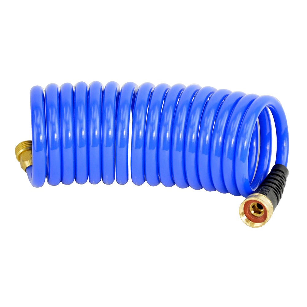 HoseCoil 15' Blue Self Coiling Hose with Flex Relief