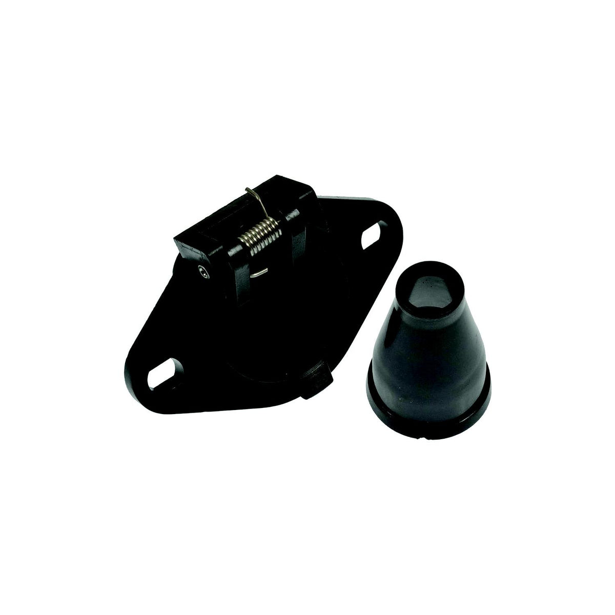 Pollak 6-Pole Round Plastic Vehicle End Socket with Rubber Boot