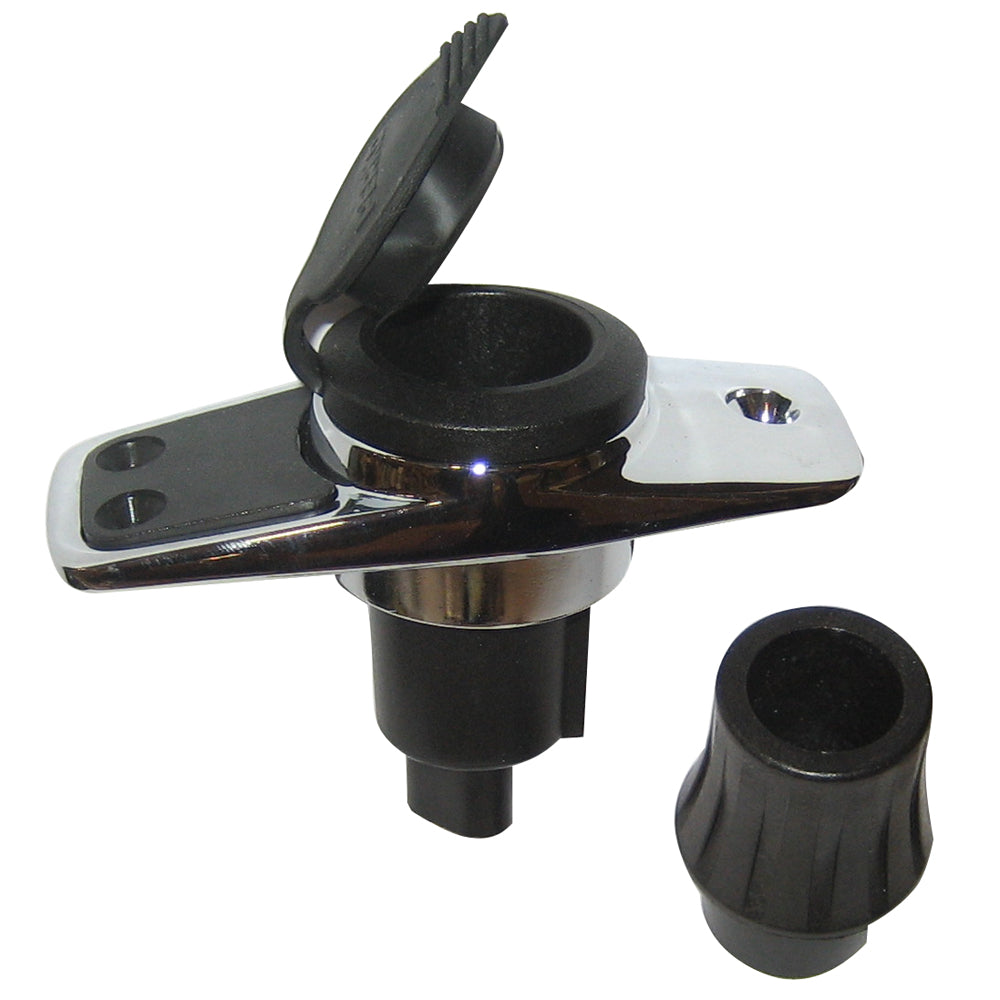 Perko Locking Collar Pole Light Mounting Base - 2 Pin - Chrome Plated with Black Cover
