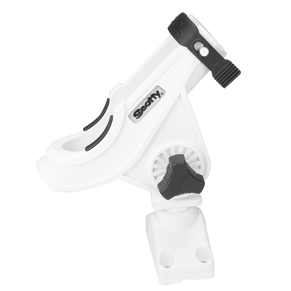 Scotty 280 Bait Caster/Spinning Rod Holder with 241 Deck/Side Mount - White
