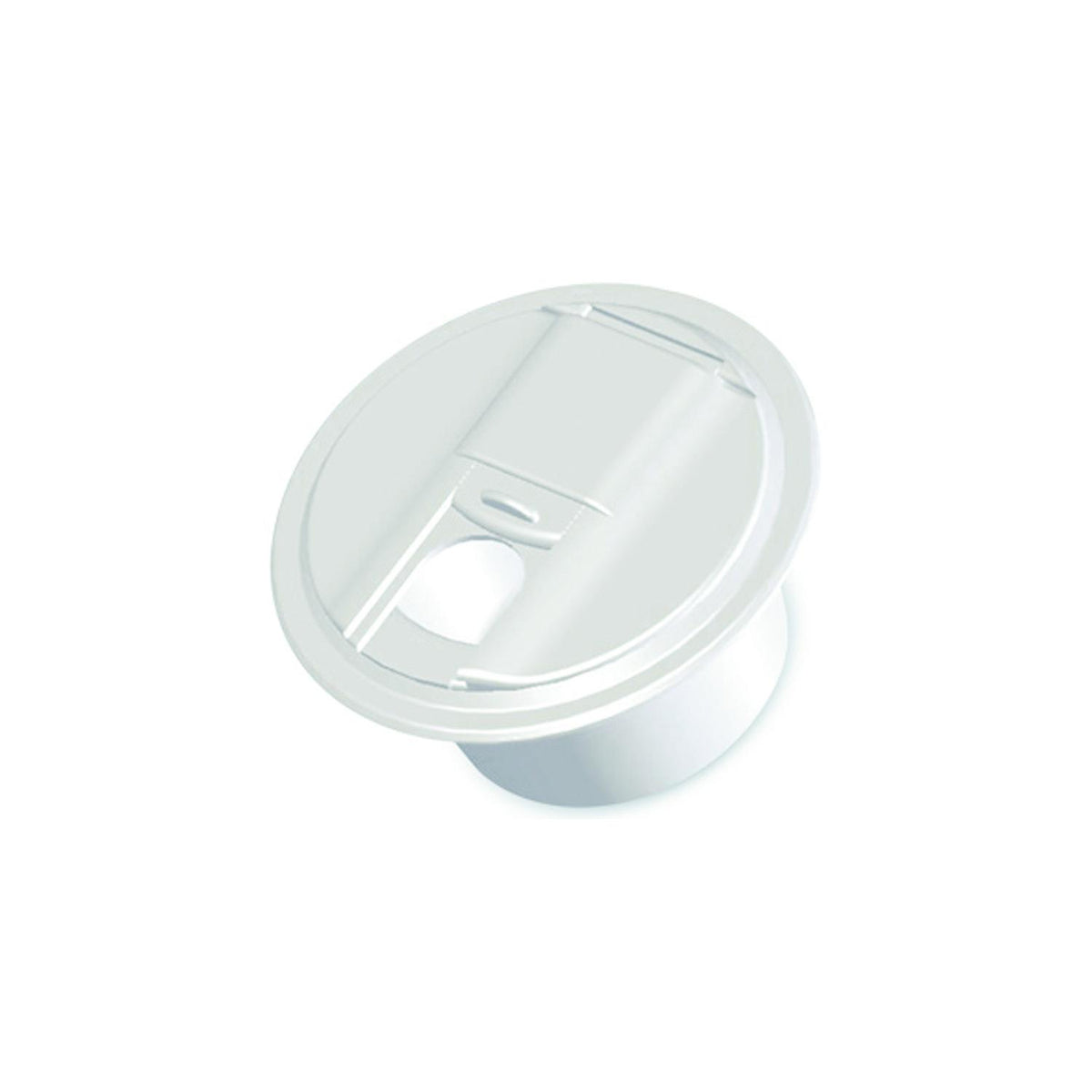 RV Designer Cable Hatch, Round, Universal Style, Polar White -- 5" x 3"
