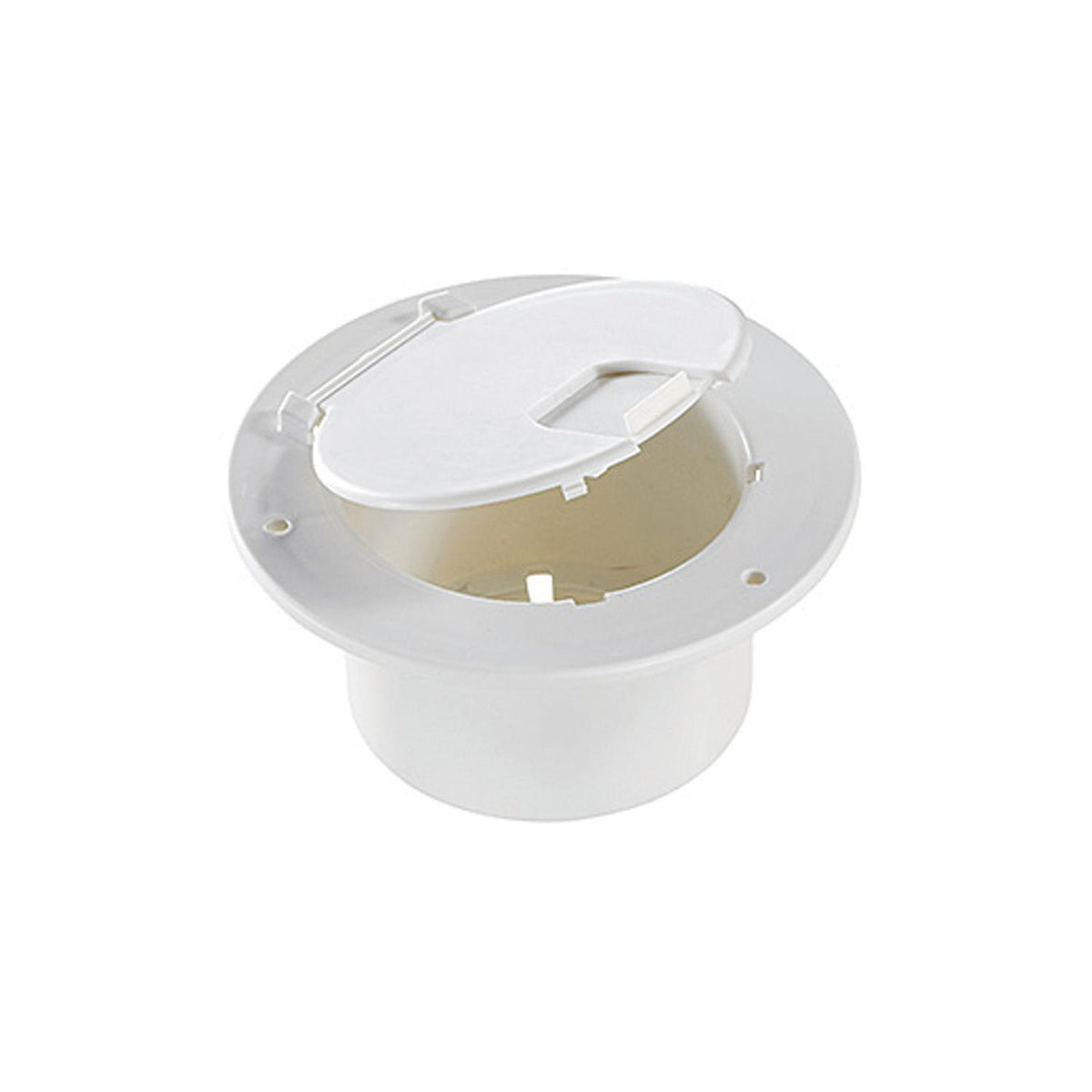 RV Designer Deluxe Cable Hatch, Round, Polar White -- 5.2" x 2.6" (Replaceable Lid)