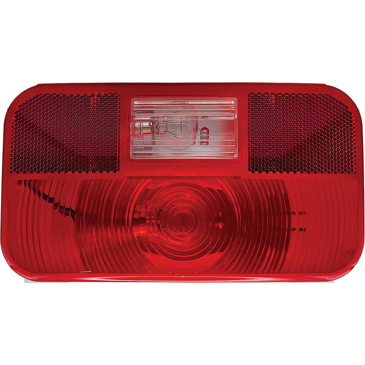 RV Designer Incandescent Rectangular License Light & Bracket & Back Up With Reflex, Red, 8.5625" X 4.625"