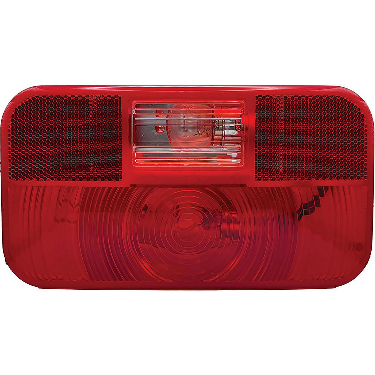 RV Designer Incandescent Rectangular Tail Light With Reflex & Back up Light, Red, 8.5625" X 3.125"
