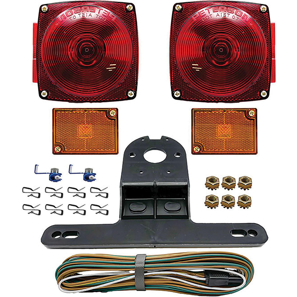 RV Designer Rear Trailer Light Kit, Under 80" Complete Kit, Red, White & Amber, 4.75" X 4.50"