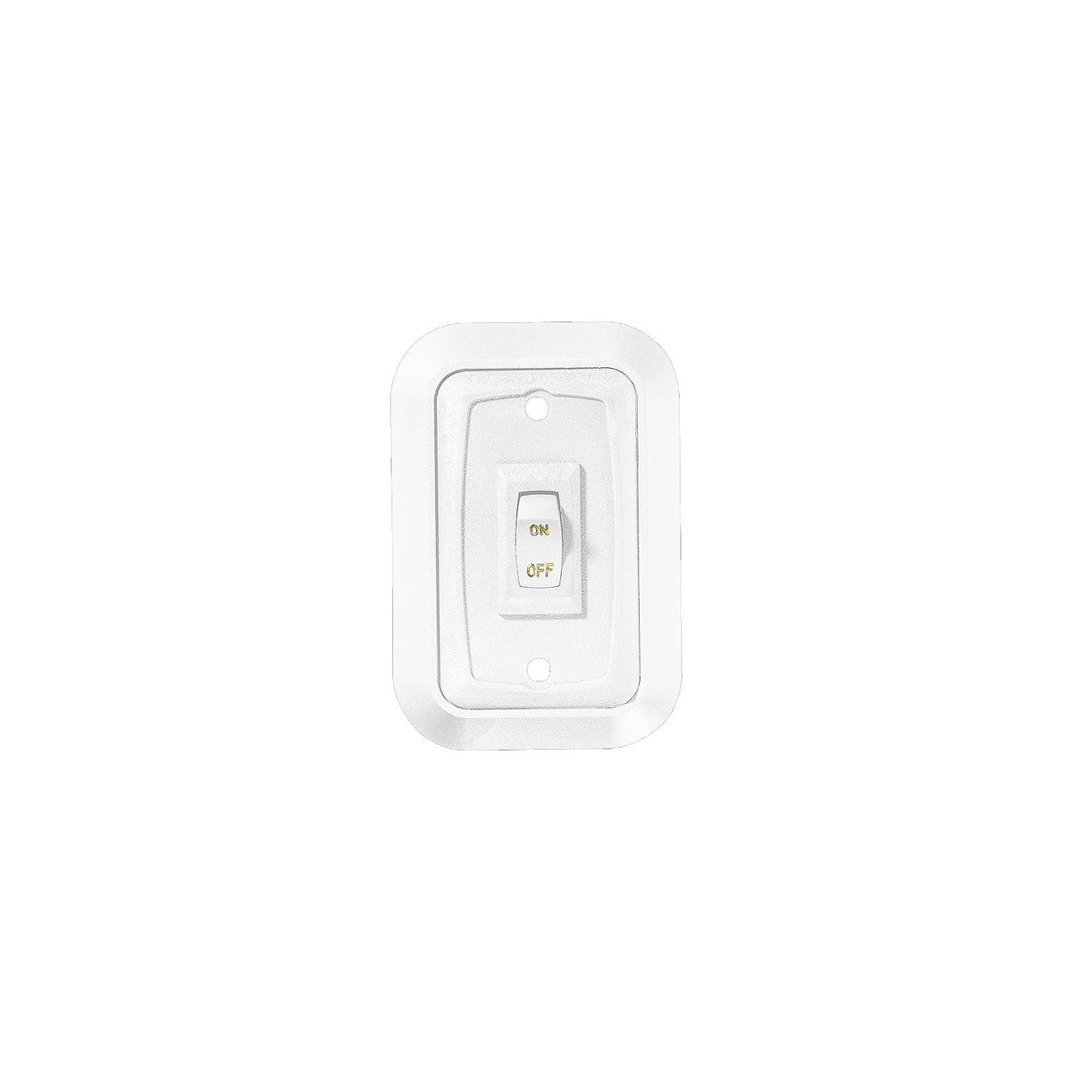 RV Designer Wall Plate Switch, White, Single, 3.53" x 2.39", On/Off - SPST - Includes Raised Bezel, Plate and Switch