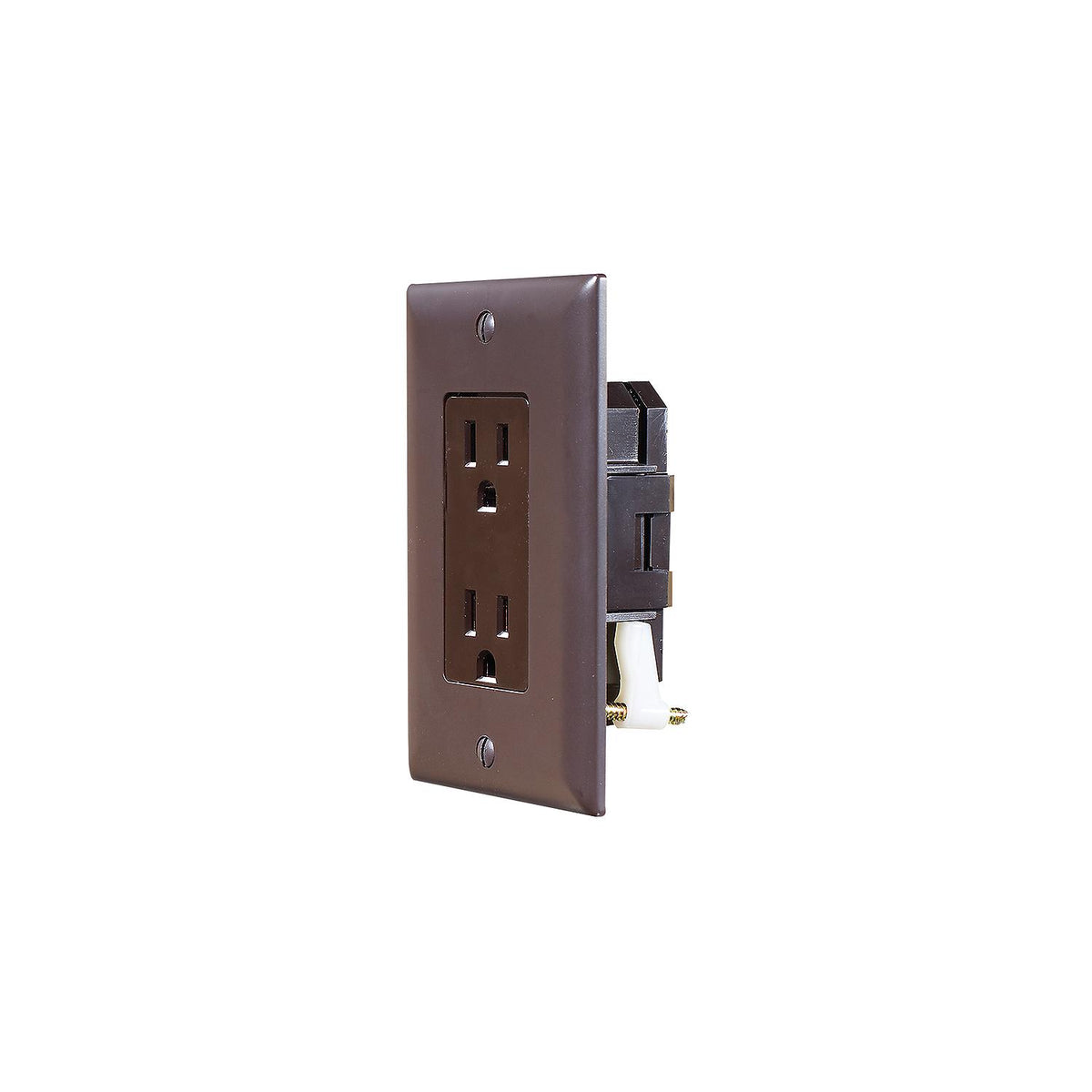RV Designer "Self Contained" Brown Dual Outlet with Cover-Plate