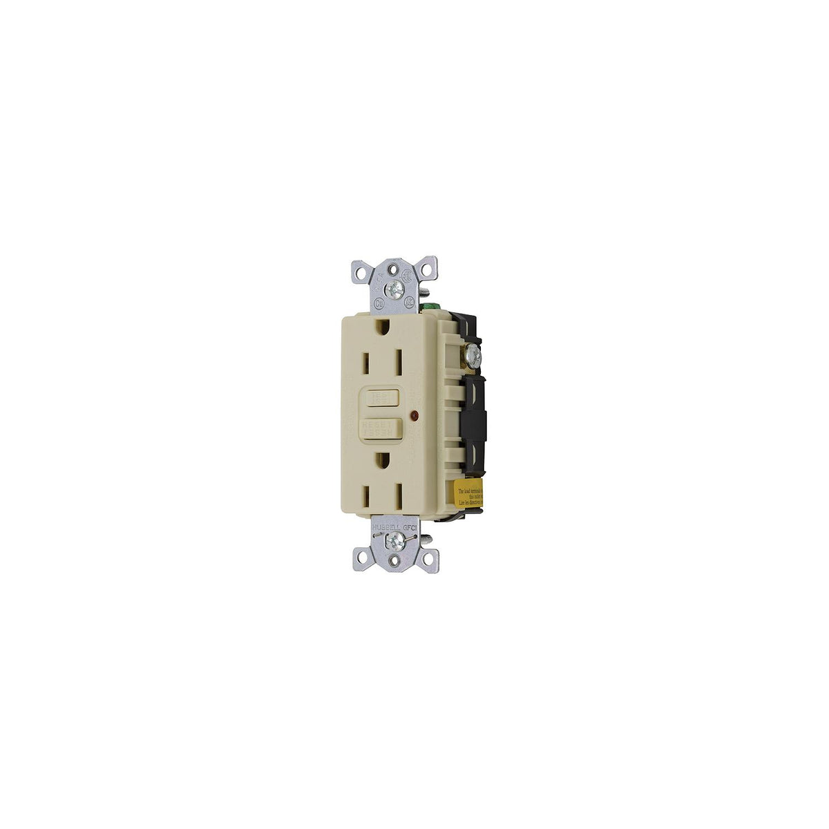 Hubbell GFCI Duplex Receptacle with Cover Plate, Ivory