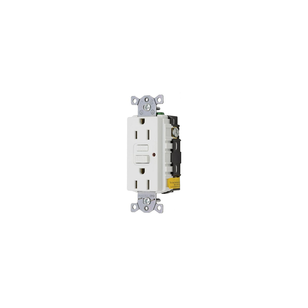 Hubbell GFCI Duplex Receptacle with Cover Plate, White