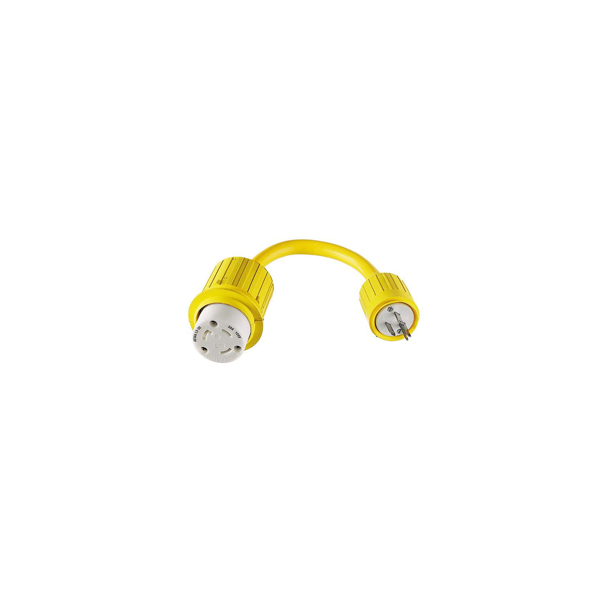 Hubbell Yellow Watertight 30A 125V Locking Female to 15A 125V Straight Blade Male Adapter