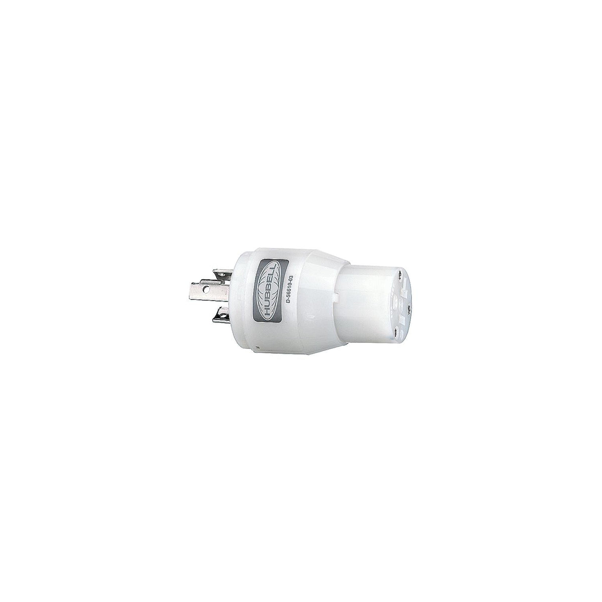 Hubbell White 15A/20A 125V Straight Blade Female Plug to 20A 125V Twist Lock Locking Male Adapter