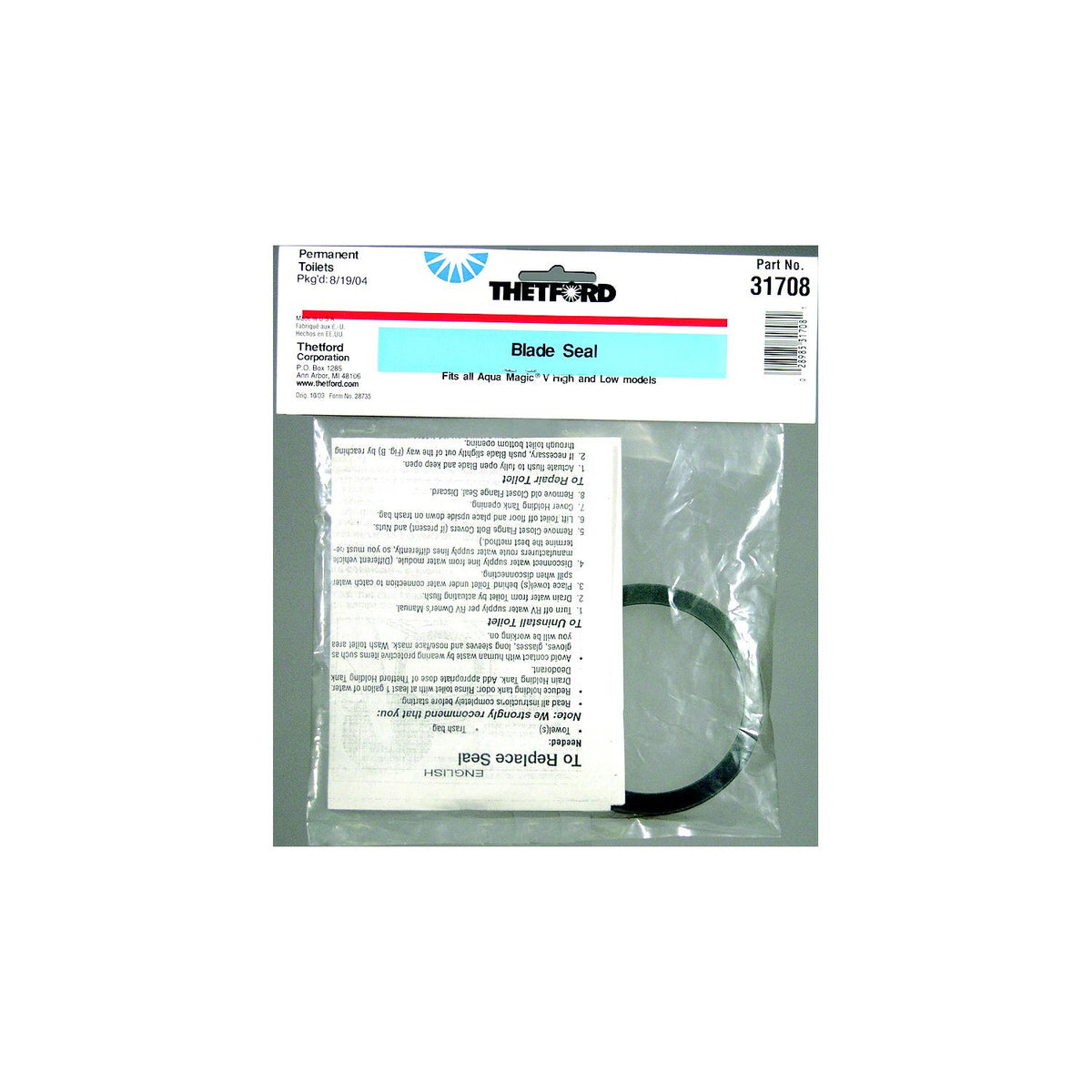 Thetford Marine 31708 Blade Seal For Aqua V