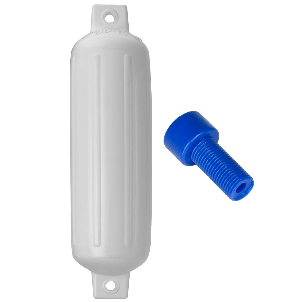 Polyform G-4 Twin Eye Fender 6.5" x 22" White with Adapter