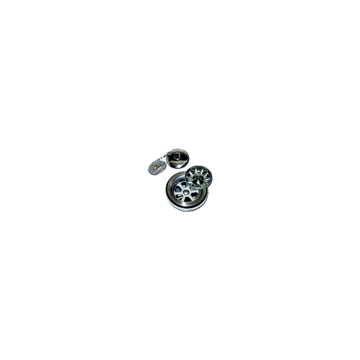 Scandvik 10313 1-1/2" Outlet Sink Drain With Basket and Stopper Fits 2-1/16" Drain Hole
