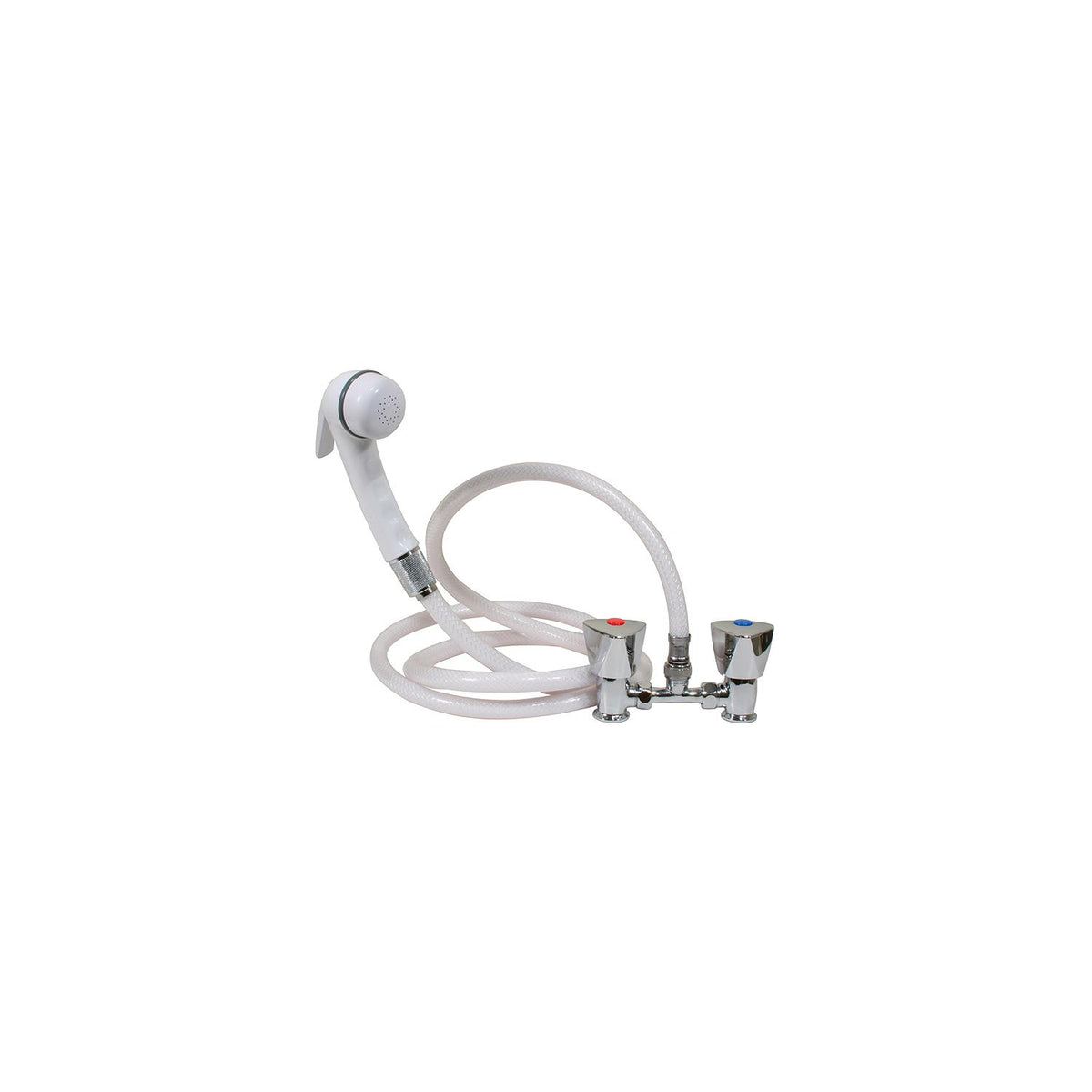 Scandvik Euro Shower Kit, White Sprayer With White Hose and Triangle Knobs
