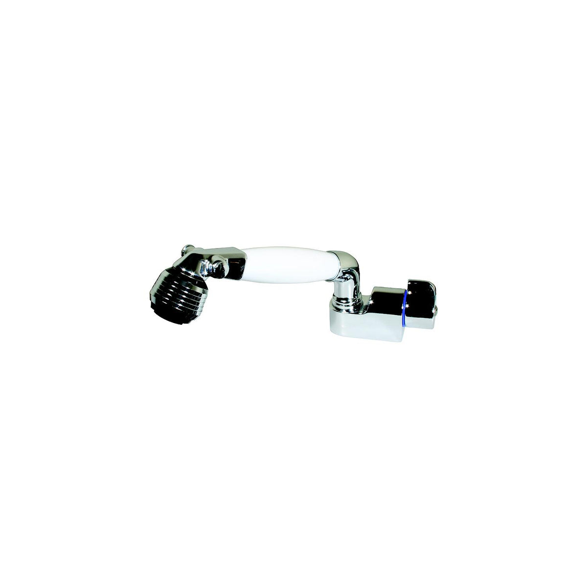 Scandvik Cold Water Faucet and Shower Combination With Adjustable Aerator and Built-in Water Conservation Valve, White Handle With 5' White Nylon Hose
