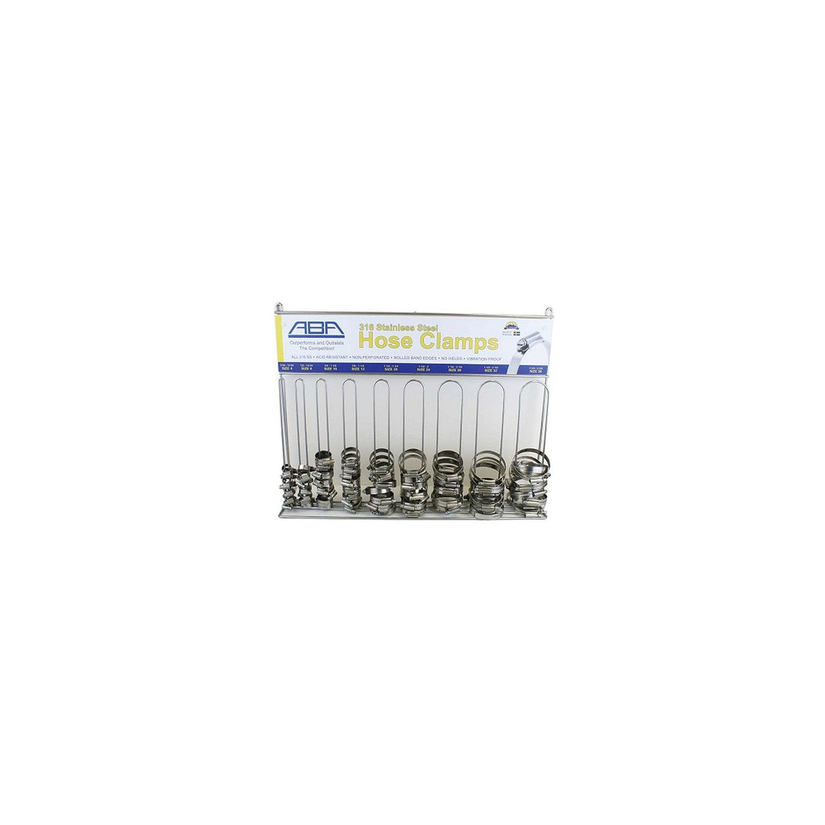 Scandvik ABA 316 Stainless Hose Clamp Countertop Display