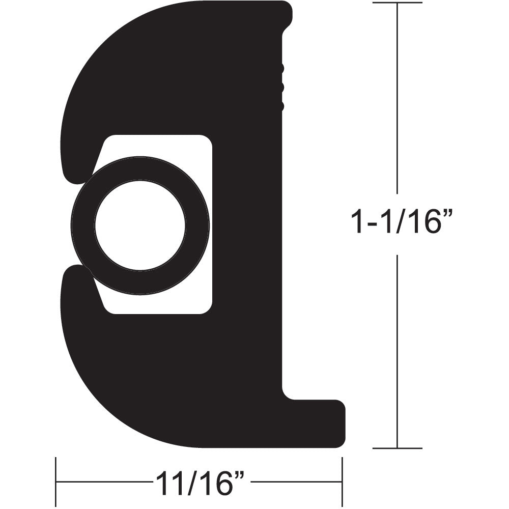 TACO Flex Vinyl Rub Rail Kit - Black with Black Insert - 50' - 1-1/16"