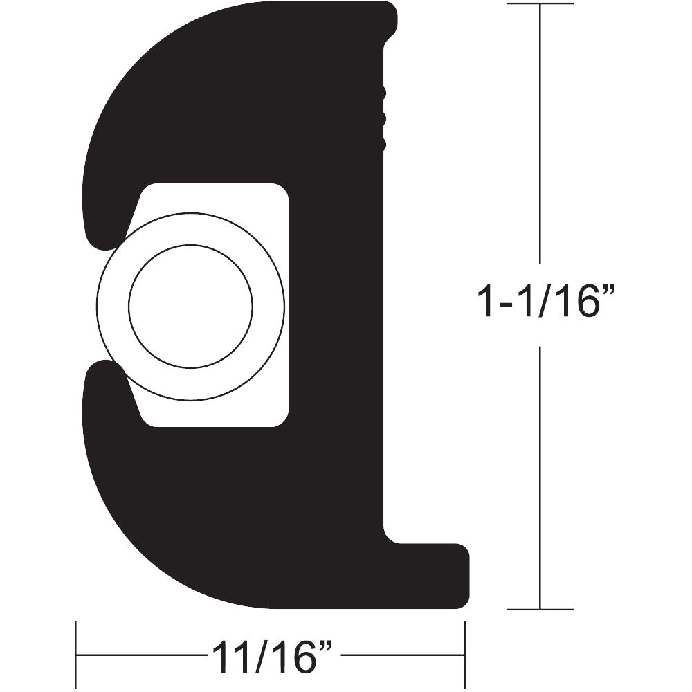 TACO Flex Vinyl Rub Rail Kit - Black with White Insert - 50' - 1-1/16" x 11/16"