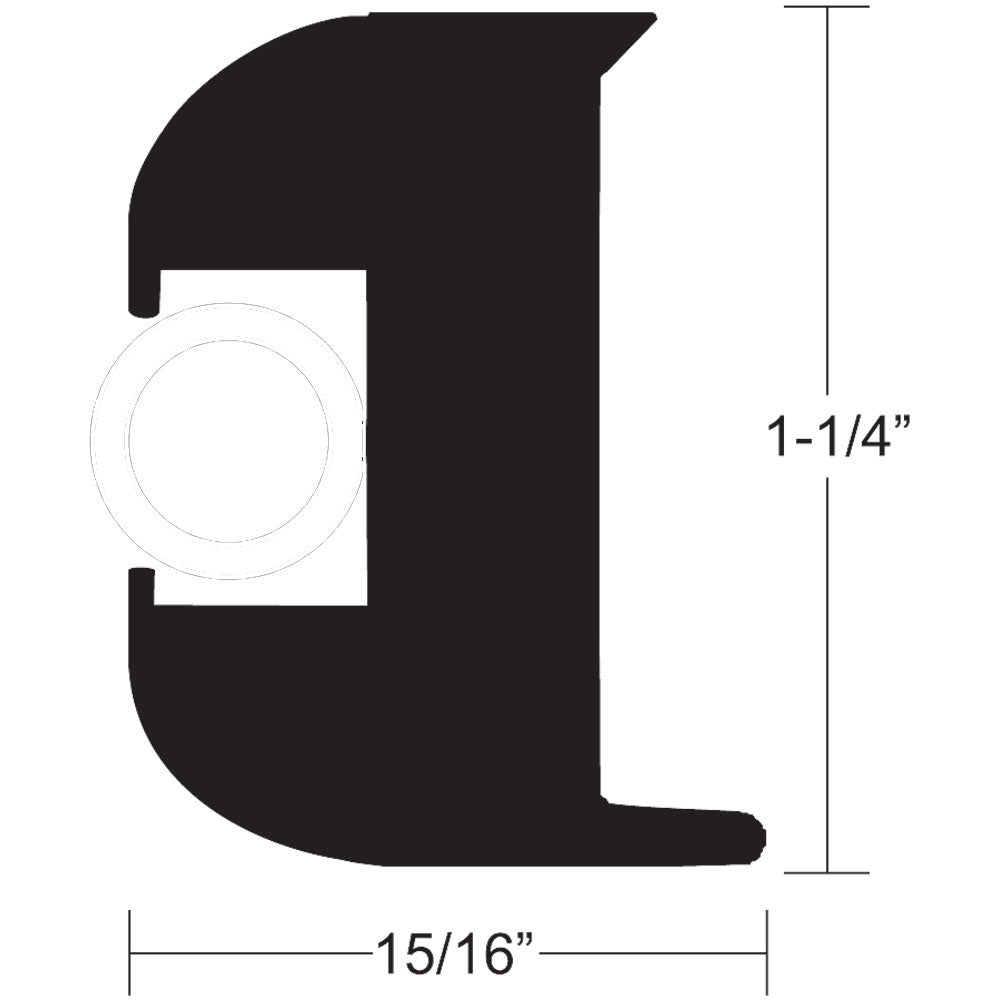 TACO Flex Vinyl Rub Rail Kit - Black with White Insert - 50' - 1-1/4" x 15/16"