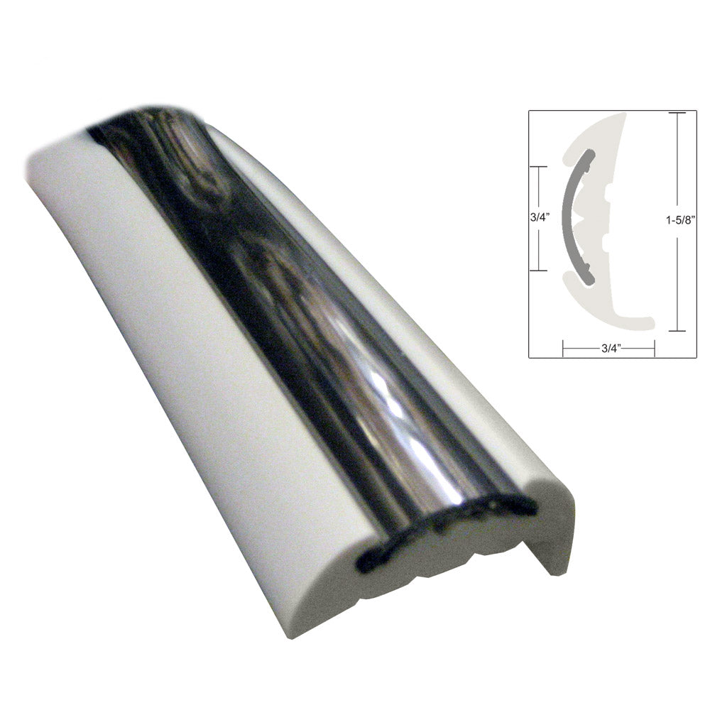 TACO Semi-Rigid Rub Rail Kit - White with Flex Chrome Insert - 70'