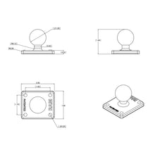 RAM Mount Square 2" x 1.7" Base with 1" Ball