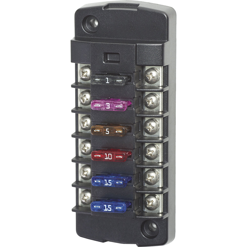 Blue Sea Systems 5037 ST Blade Fuse Block with o Cover - 6 Circuit Independent with o Negative Bus