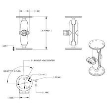 RAM Mount 1" Ball Double Socket Arm with 2 2.5" Round Bases - AMPS Hole Pattern